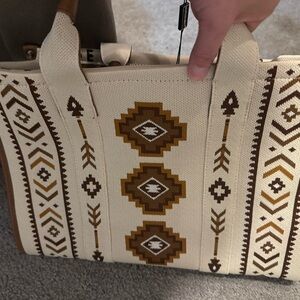 Montana West Tribal Pattern Tote - Cream and Brown